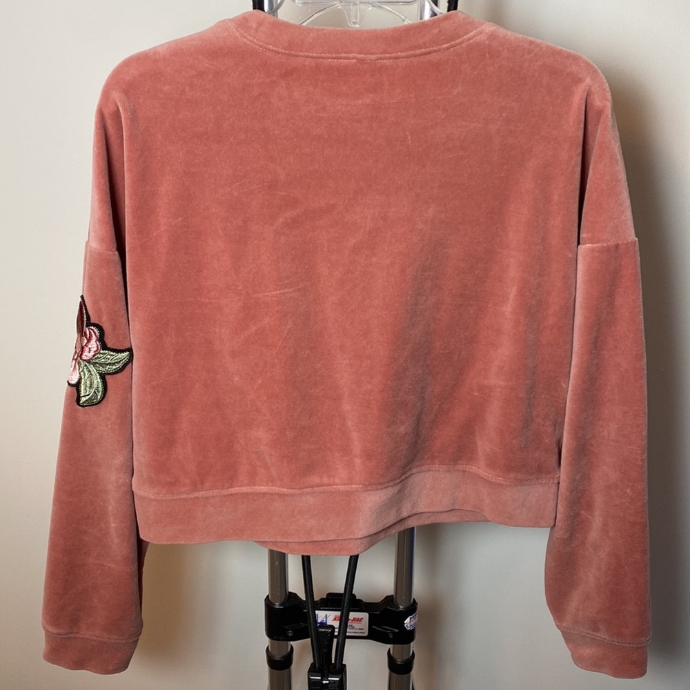 Xhilaration Cropped Velour Sweater - Picture 2 of 3